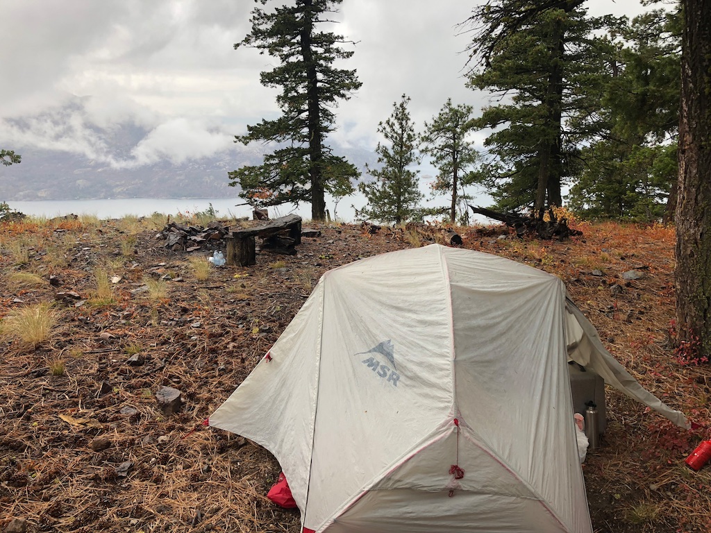 Camp overlooking Okanagan Lake
